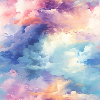 Wallpaper with colorful cloud formations in a dreamy style (tiled)