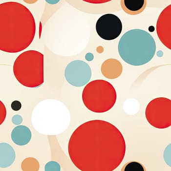 Beige background with red, white, and black circles (tiled)