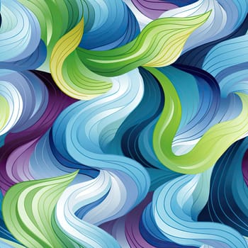 Abstract background with windy waves in blue, green, and purple (tiled)
