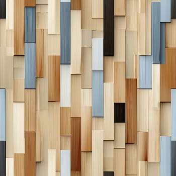 Exquisite blue and brown wood floor with three-dimensional puzzles (tiled)