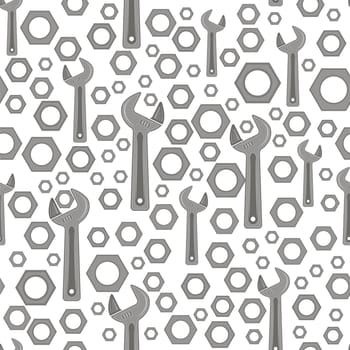 Raster adjustable wrench glyph icon, tool and repair, monkey wrench sign. Seamless Pattern.