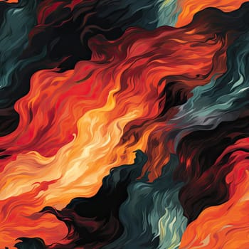Abstract painting of red flames in surrealistic style with abstract ocean waves (tiled)