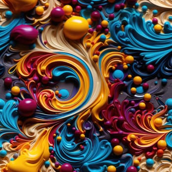 Colorful swirls on a surface resembling baroque still lifes (tiled)