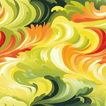 Watercolor design with waves in yellow, red, and green (tiled)