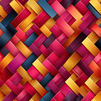 Abstract woven background with red, orange, yellow, and blue tiles (tiled)