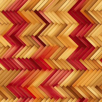 Zigzag pattern of red and yellow stripes on wood (tiled)