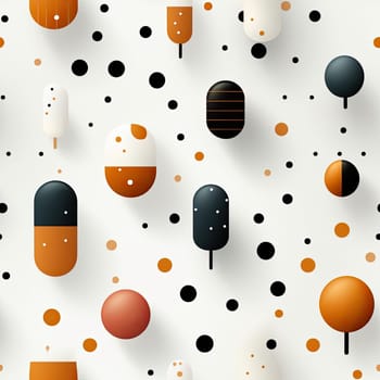 Graphic design with orange and black dots and a cute lollipop shape (tiled)