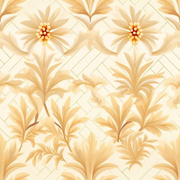 Tiled pattern with beige flower designs and gold leafs (tiled)