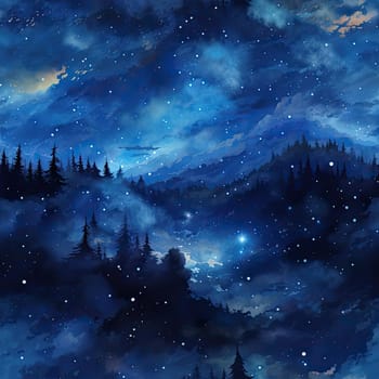 Night sky scene with detailed patterns and atmospheric blues (tiled)