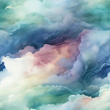 Moody and fantastical watercolor clouds in a psychedelic surrealism style (tiled)