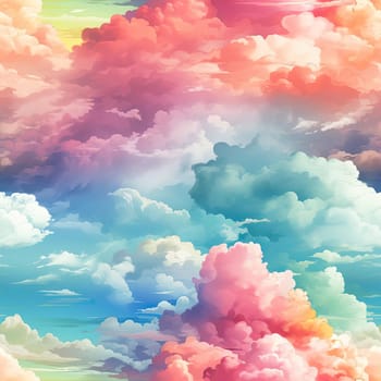 Colorful and vibrant clouds in the sky, creating hyper-detailed illustrations (tiled)