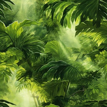 Seamless jungle pattern with tropical leaves for wallpaper or fabric (tiled)