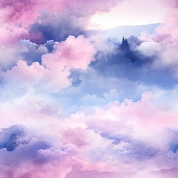 Abstract clouds in pink and blue resembling fairy tale illustrations (tiled)