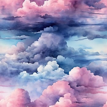 Bright and cheerful watercolor depiction of clouds (tiled)