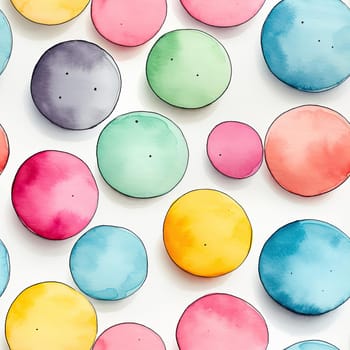 Colorful watercolor circles in a pop art-inspired illustration (tiled)