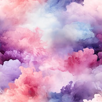 Watercolor painting of pink and white clouds (tiled)