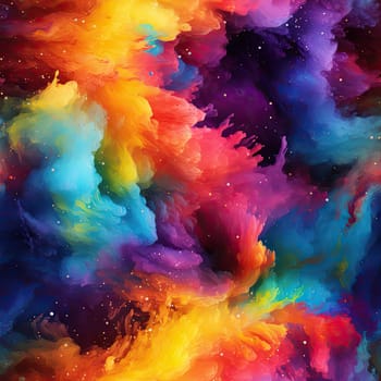 Colorful explosion in the sky with a mix of realistic and fantastical elements (tiled)