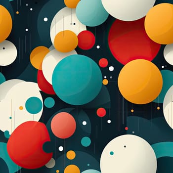 Abstract pattern of colorful circles on a blue background (tiled)
