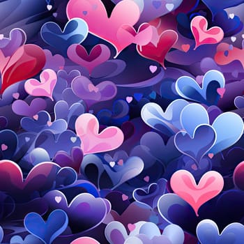 Blue and pink hearts create a romantic wallpaper (tiled)