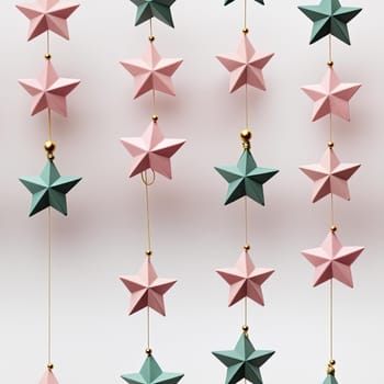 Christmas garland made from paper stars in pink and green (tiled)