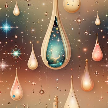 Abstract space and star background with drops of water (tiled)