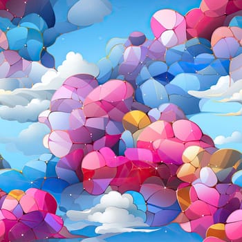 Colorful balloons in a mosaic-like sky (tiled)