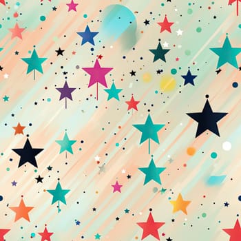 Abstract colorful star pattern on a soft yellow background (tiled)