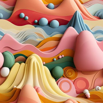 Colorful 3D landscape with mountains and spheres (tiled)