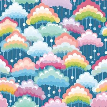 Colorful clouds and rain in a repeating pattern (tiled)