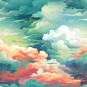 Colorful drawing of beautiful clouds with dreamscapes and patterns (tiled)