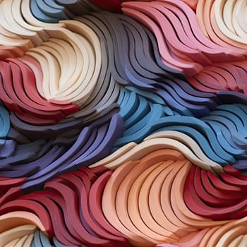 Colorful wavy shapes made of stacked paper (tiled)