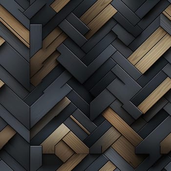 Gray and wood wallpaper with intricate weaving and metallic rectangles (tiled)