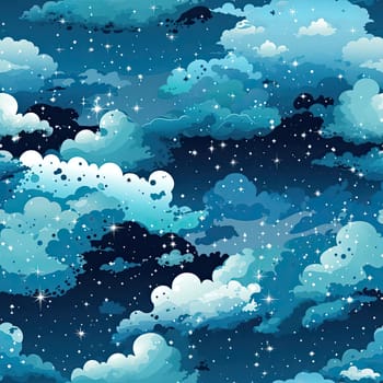 Dreamlike clouds and stars on a night sky (tiled)