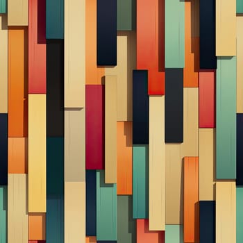 Multicolored wooden panels wallpaper with mid-century illustration vibes (tiled)
