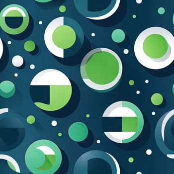 Graphic vector design with circles and green elements on a dark background (tiled)
