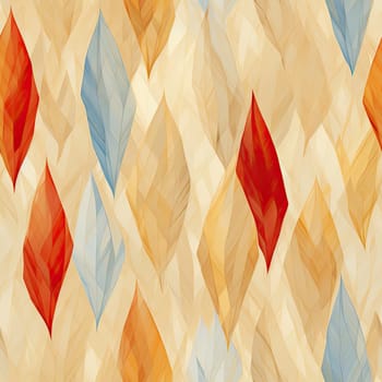 Digital painted feathers in red, blue, and orange pattern (tiled)