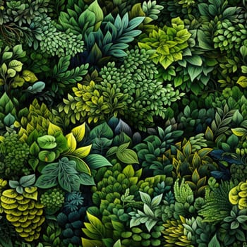 Exquisite seamless pattern of green leaves and vines (tiled)