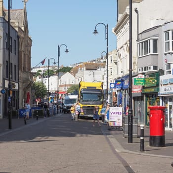 HASTINGS, UK - JUNE 05, 2023: View of the city centre