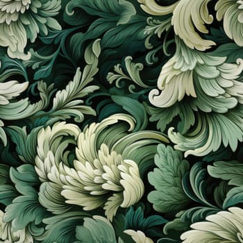 Decorative vintage wallpaper with floral leaves and voluminous forms (tiled)