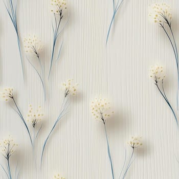 Paper flowers on a wooden floor in Japanese minimalism style (tiled)