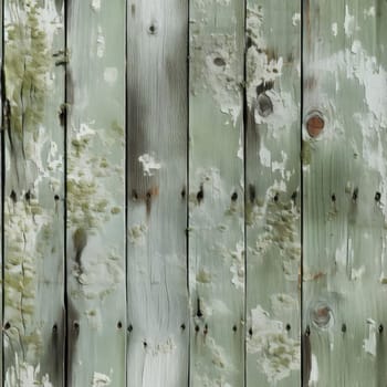 Aged green wooden fence with peeling paint in a muted whimsical style (tiled)