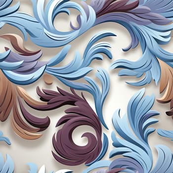 3D colorful floral pattern illustration with sculpted forms made of feathers (tiled)