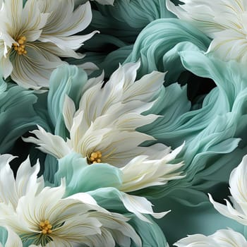 Wallpaper with white dahlia flowers in flowing surrealism style (tiled)