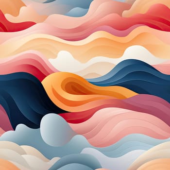 Colorful abstract background with waves and landscapes in soft tonal colors (tiled)