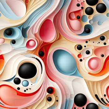 Abstract, colorful design with layered organic forms and highly detailed figures (tiled)