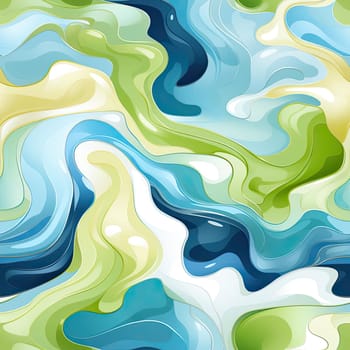 Abstract pattern with green and blue waves in fluid and organic forms (tiled)