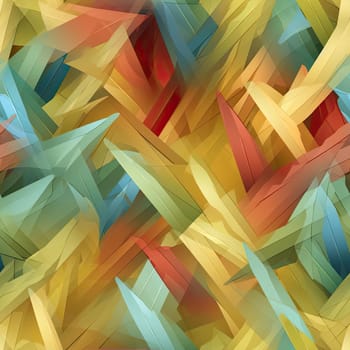 Geometric texture with colorful feathers in translucent planes (tiled)