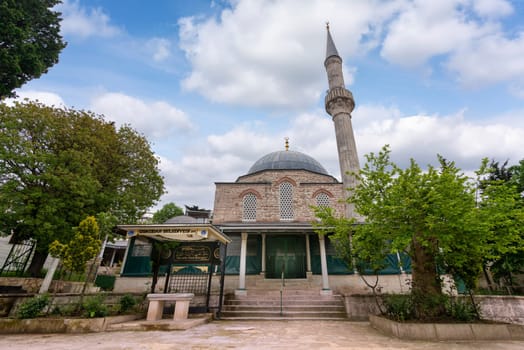Courtyard of Cinili Camii, a 17th century Ottoman era mosque, located in Validei Atik Street, Uskudar district, Istanbul, Turkey
