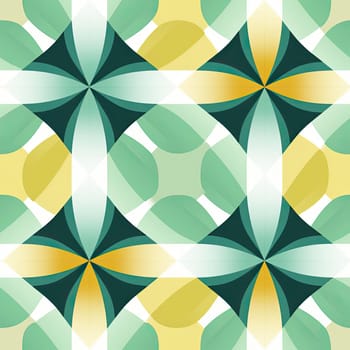 Abstract floral pattern in green and yellow (tiled)