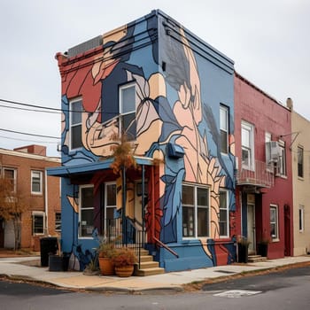 Building with a colorful mural on it
